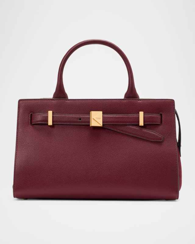 deco pebbled leather & suede top-handle bag